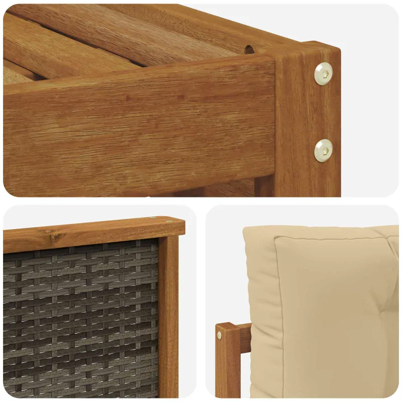 Lauko sofos komplektas su pagalve 6 pcs Natūralus ir bežinis