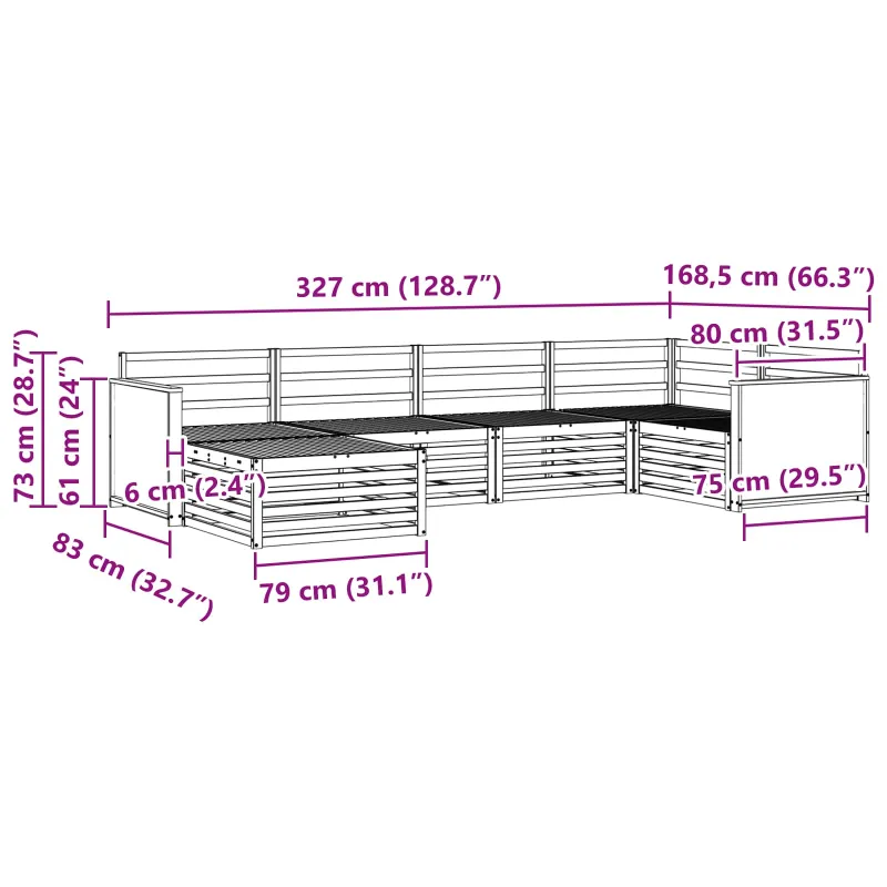 Lauko sofos komplektas 6 pcs Natūrali