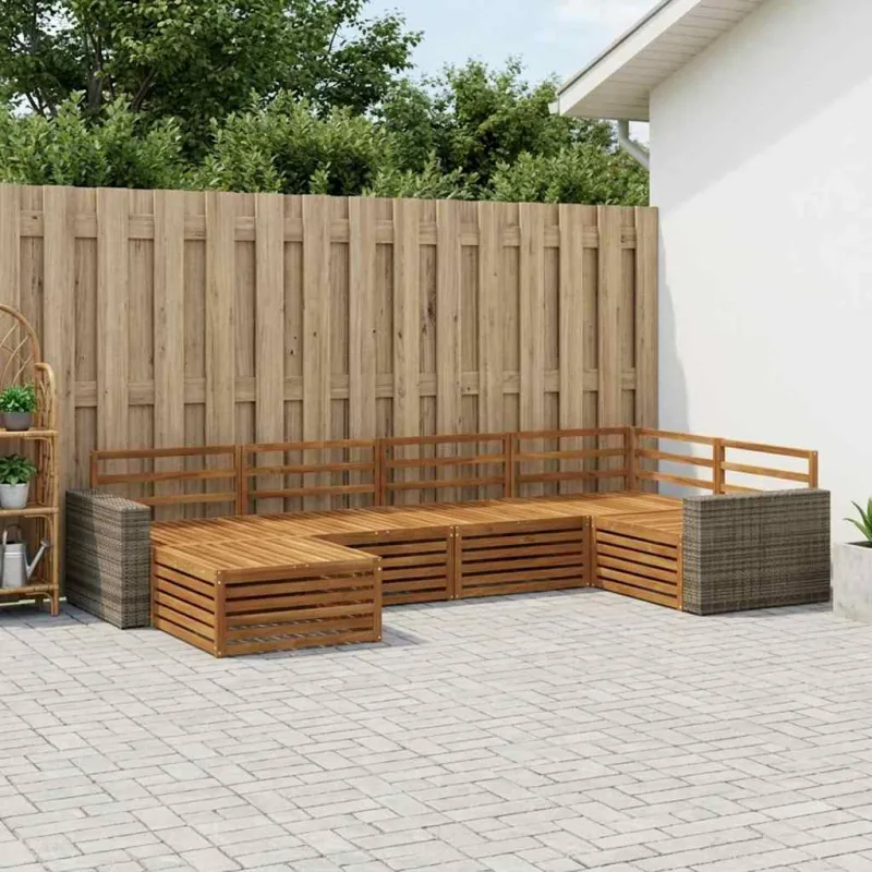 Lauko sofos komplektas 6 pcs Natūrali