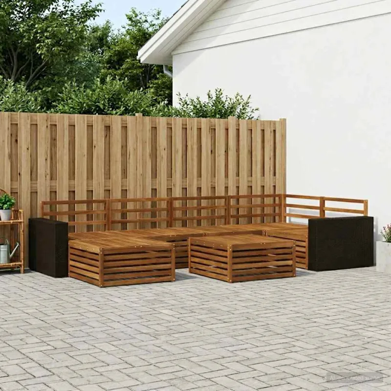 Lauko sofos komplektas 7 pcs Natūrali