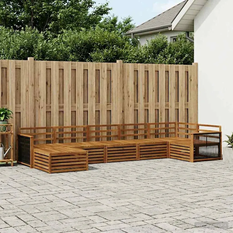 Lauko sofos komplektas 7 pcs Natūrali