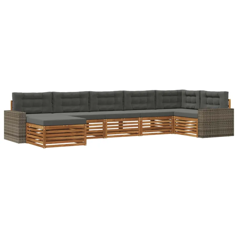 Lauko sofos komplektas su pagalve 7 pcs Natūralus ir antracitas