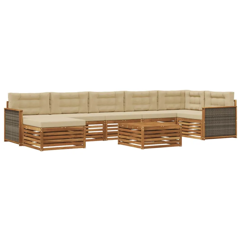 Lauko sofos komplektas 8 pcs Natūralus ir bežinis