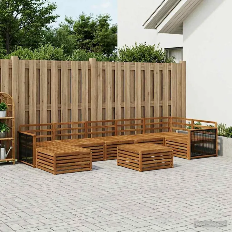 Lauko sofos komplektas 8 pcs Natūrali