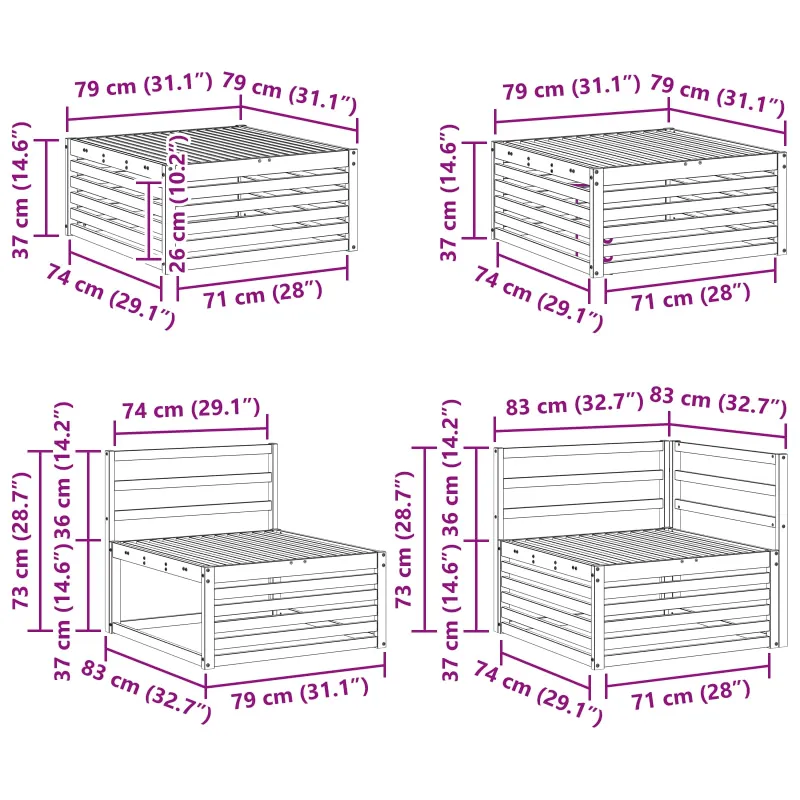 Lauko sofos komplektas 8 pcs Natūrali