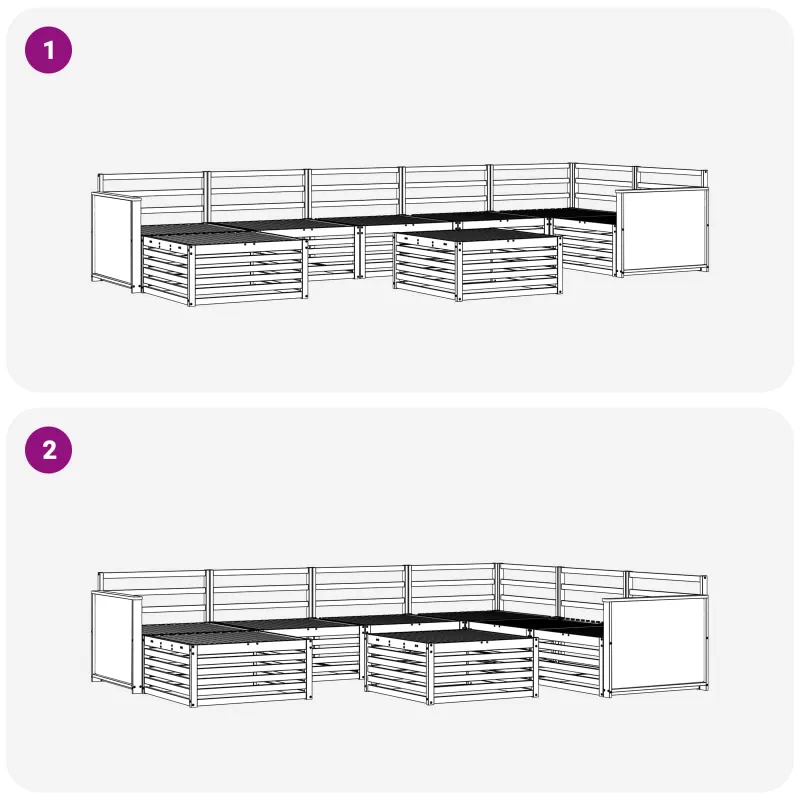 Lauko sofos komplektas 8 pcs Natūrali