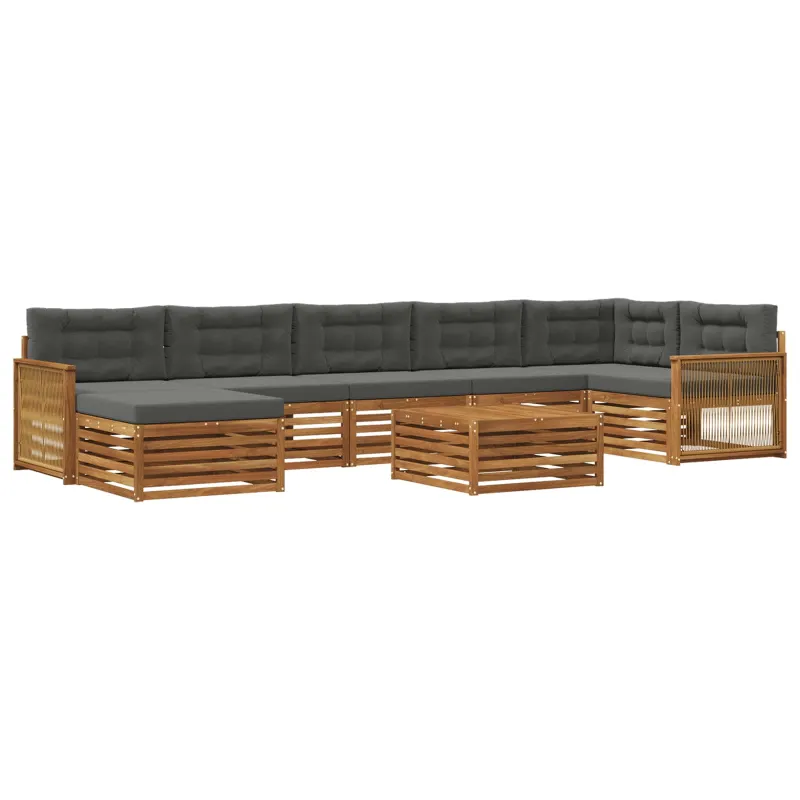 Lauko sofos komplektas 8 pcs Natūralus ir antracitas