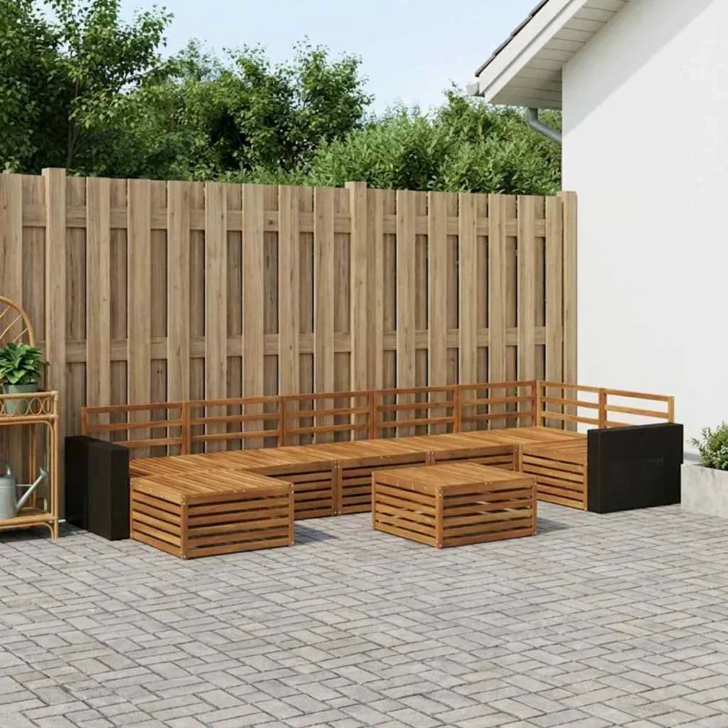 Lauko sofos komplektas 8 pcs Natūrali