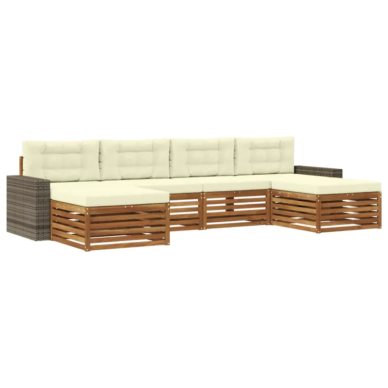 Sofų komplektai su pagalve 6 pcs Kietos akacijos mediena
