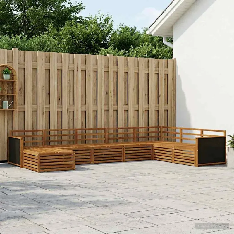 Lauko sofos komplektas 8 pcs Natūrali