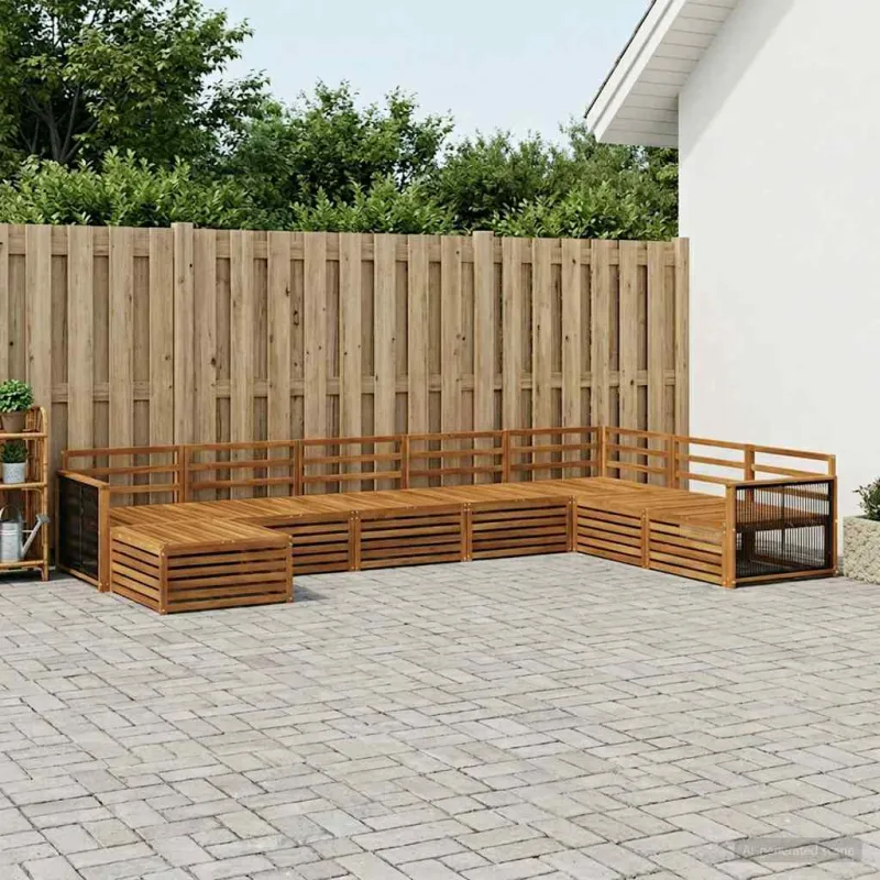 Lauko sofos komplektas 8 pcs Natūrali