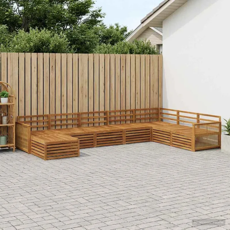 Lauko sofos komplektas 8 pcs Natūrali