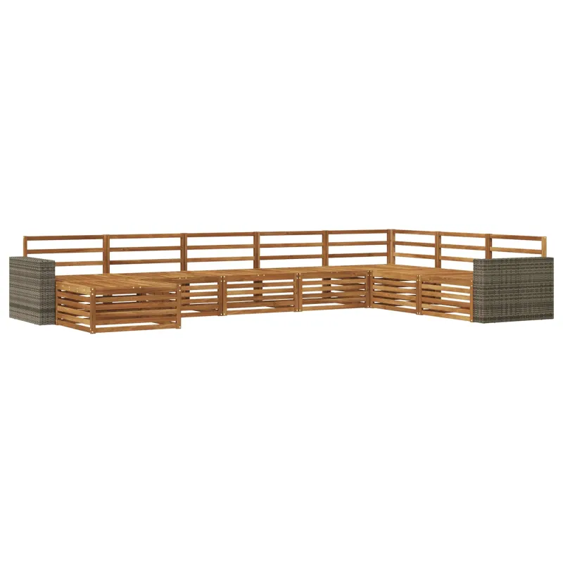 Lauko sofos komplektas 8 pcs Natūrali