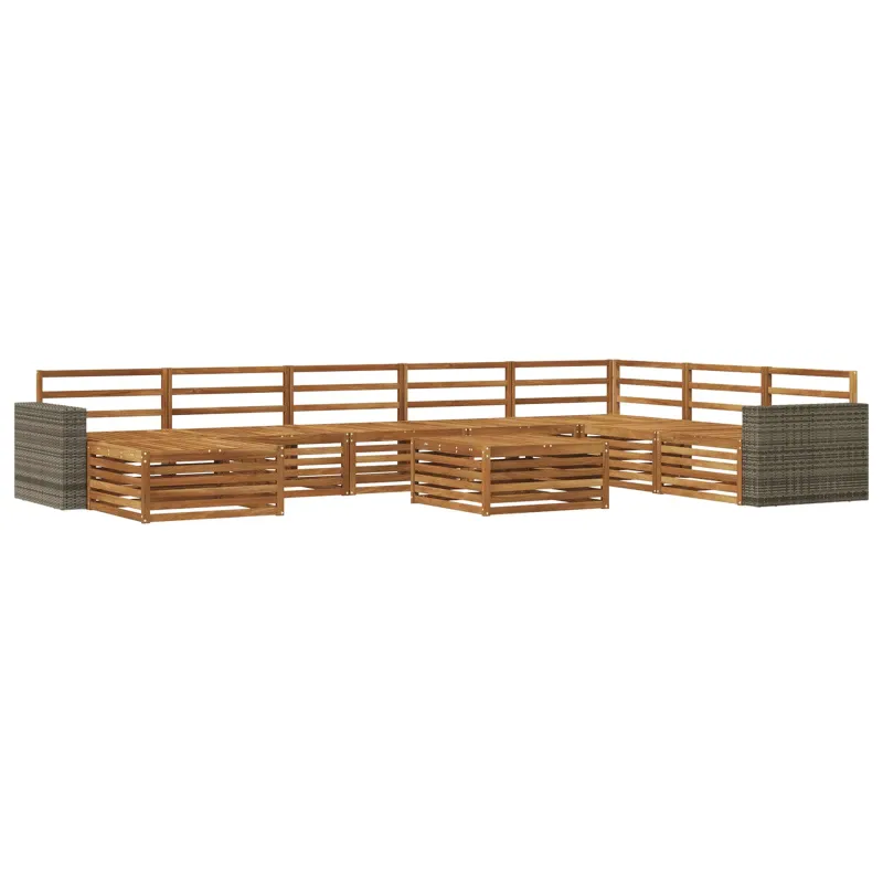 Lauko sofos komplektas 9 pcs Natūrali Kietos akacijos mediena