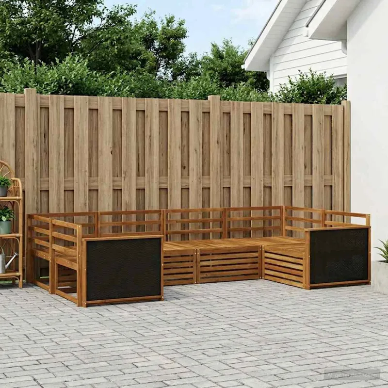 Lauko sofos komplektas 6 pcs Natūrali