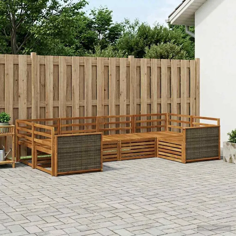 Lauko sofos komplektas 6 pcs Natūrali