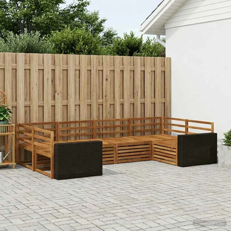 Lauko sofos komplektas 6 pcs Natūrali