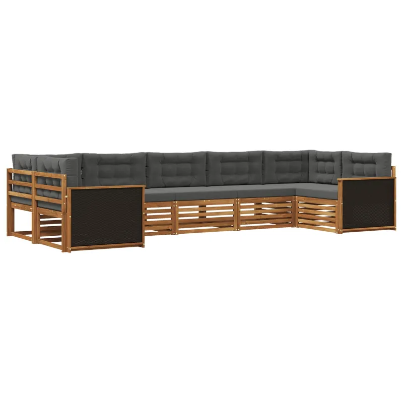 Lauko sofos komplektas su pagalve 7 pcs Natūralus ir antracitas