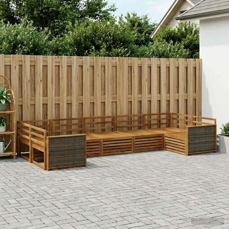 Lauko sofos komplektas 7 pcs Natūrali