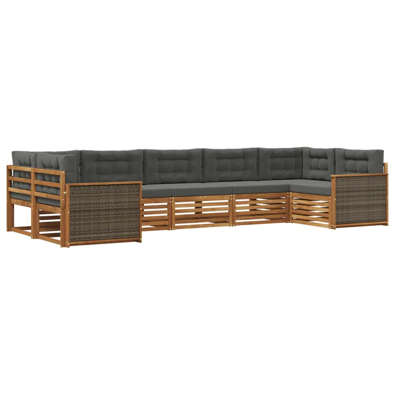 Lauko sofos komplektas su pagalve 7 pcs Natūralus ir antracitas