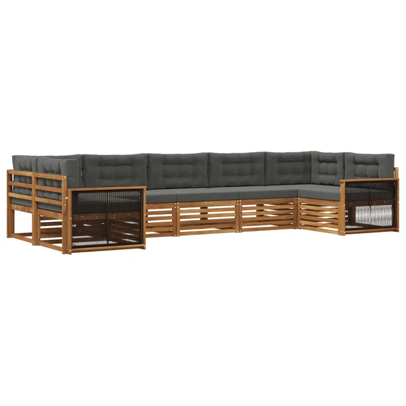 Lauko sofos komplektas su pagalve 7 pcs Natūralus ir antracitas