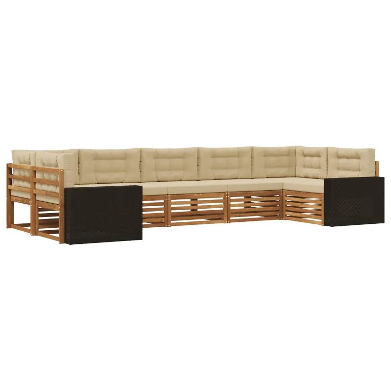 Lauko sofos komplektas 7 pcs Natūralus ir bežinis