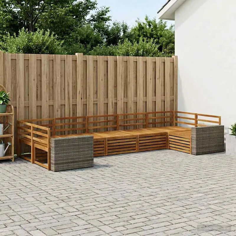 Lauko sofos komplektas 7 pcs Natūrali