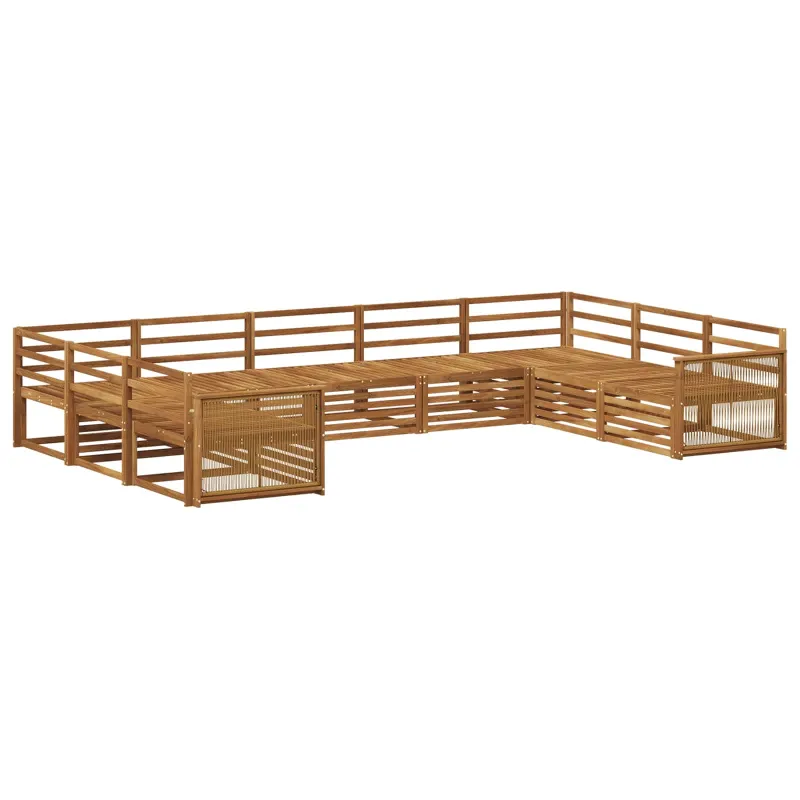 Lauko sofos komplektas 9 pcs Natūrali Kietos akacijos mediena