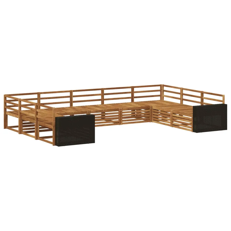 Lauko sofos komplektas 9 pcs Natūrali Kietos akacijos mediena