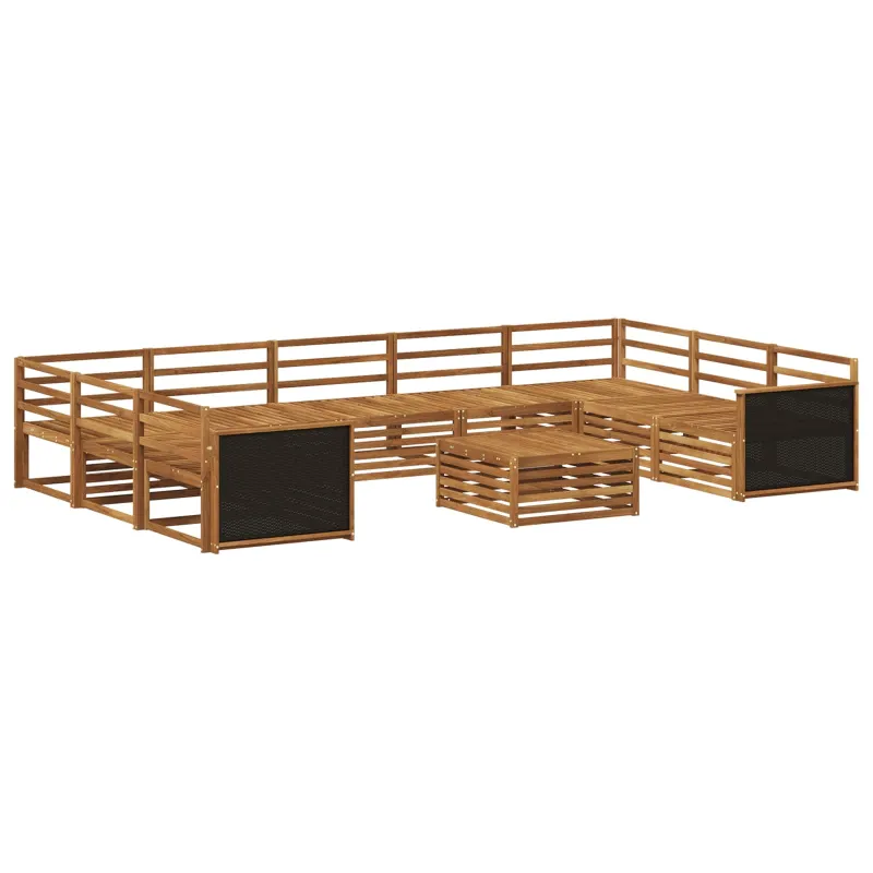 Lauko sofos komplektas 10 pcs Natūrali Kietos akacijos mediena