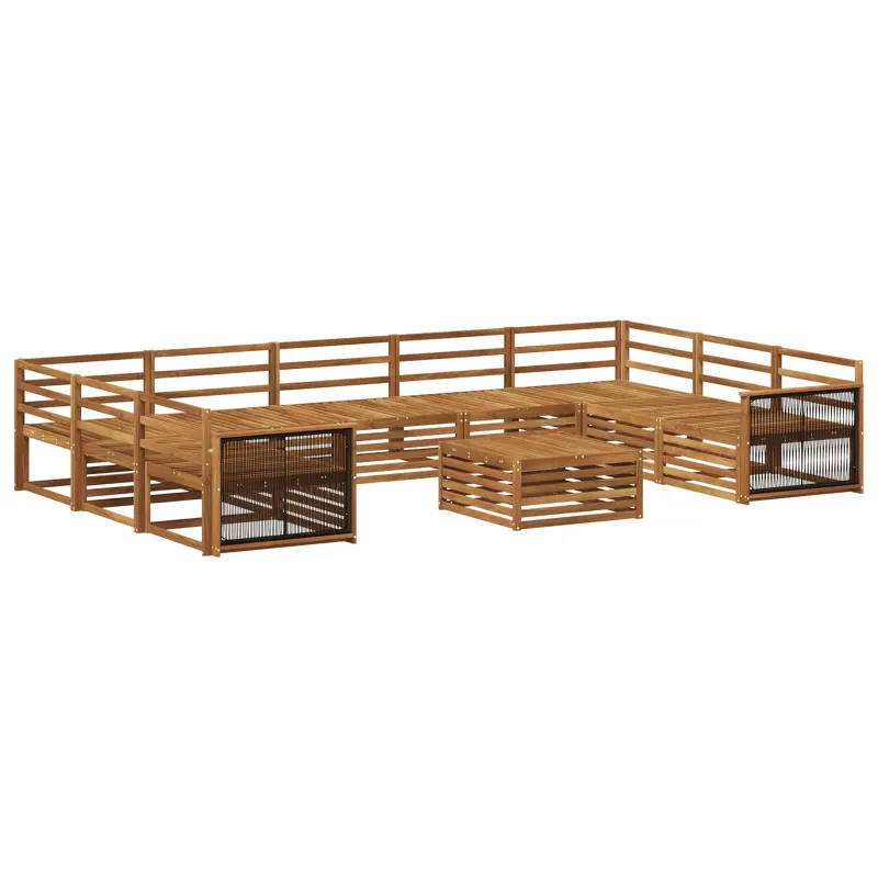 Lauko sofos komplektas 10 pcs Natūrali Kietos akacijos mediena