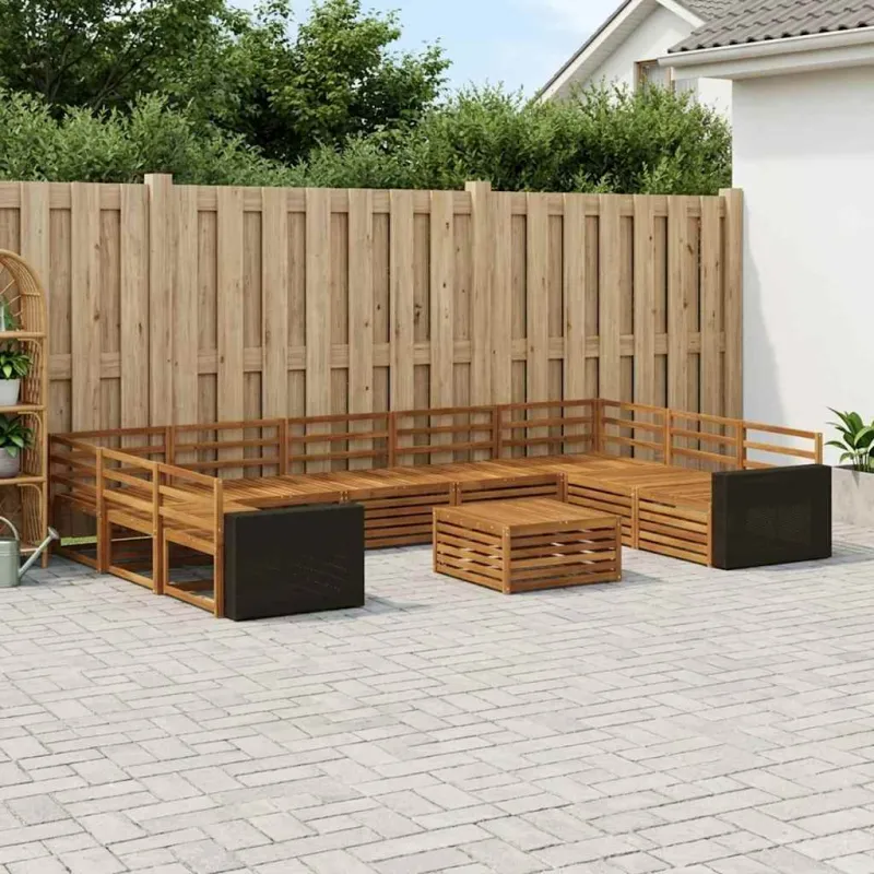 Lauko sofos komplektas 10 pcs Natūrali Kietos akacijos mediena
