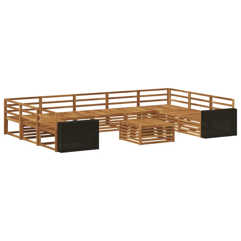 Lauko sofos komplektas 10 pcs Natūrali Kietos akacijos mediena