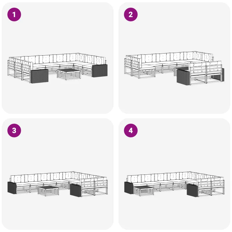 Lauko sofos komplektas 10 pcs Natūralus ir antracitas