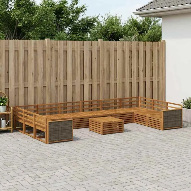 Sofų komplektai 11 pcs Kietos akacijos mediena