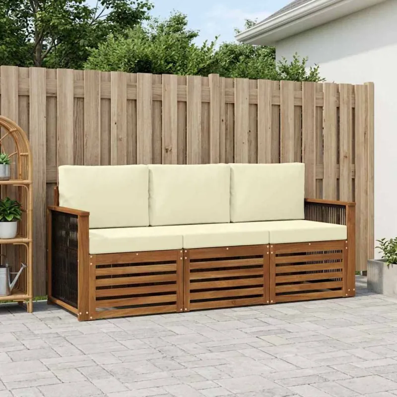 Sofų komplektai su pagalve 3 pcs Kietos akacijos mediena