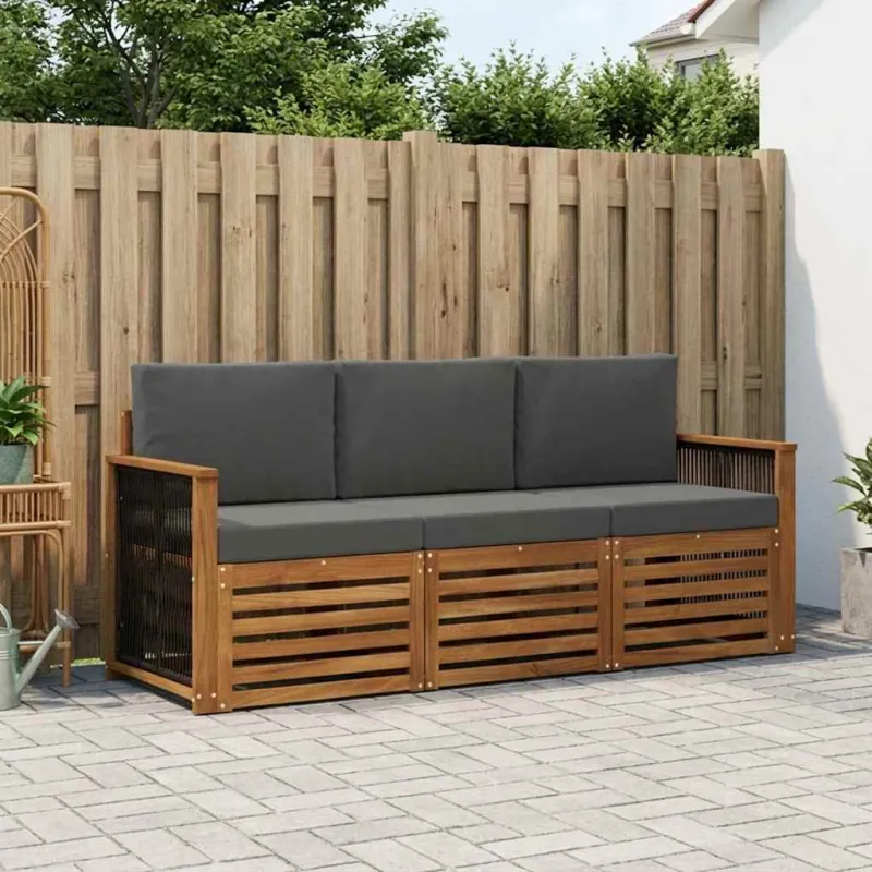 Sofų komplektai su pagalve 3 pcs Kietos akacijos mediena