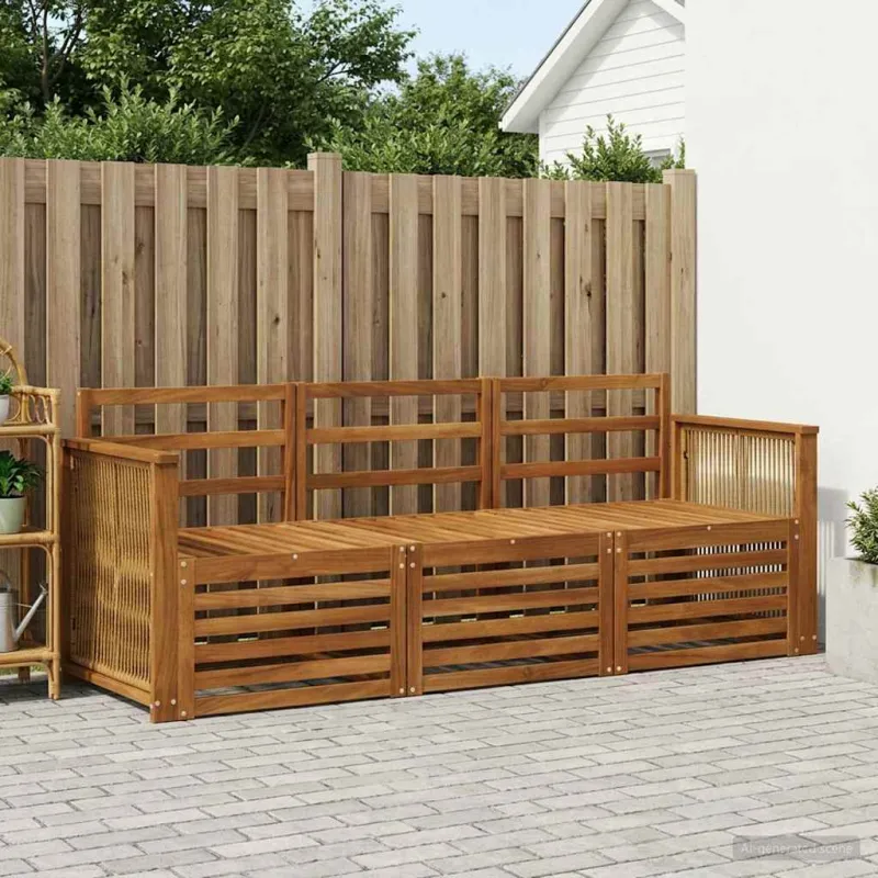 Sofų komplektai 3 pcs Kietos akacijos mediena