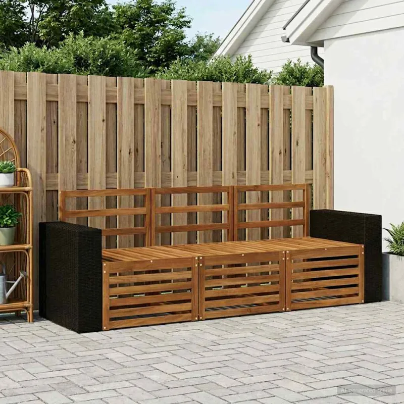 Sofų komplektai 3 pcs Kietos akacijos mediena