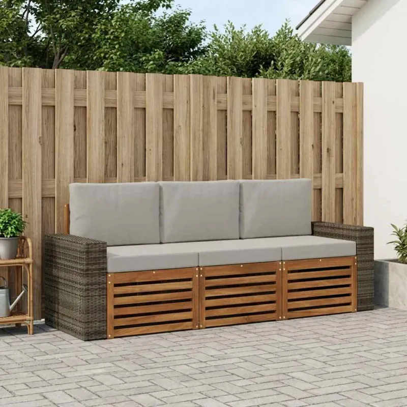 Sofų komplektai su pagalve 3 pcs Kietos akacijos mediena