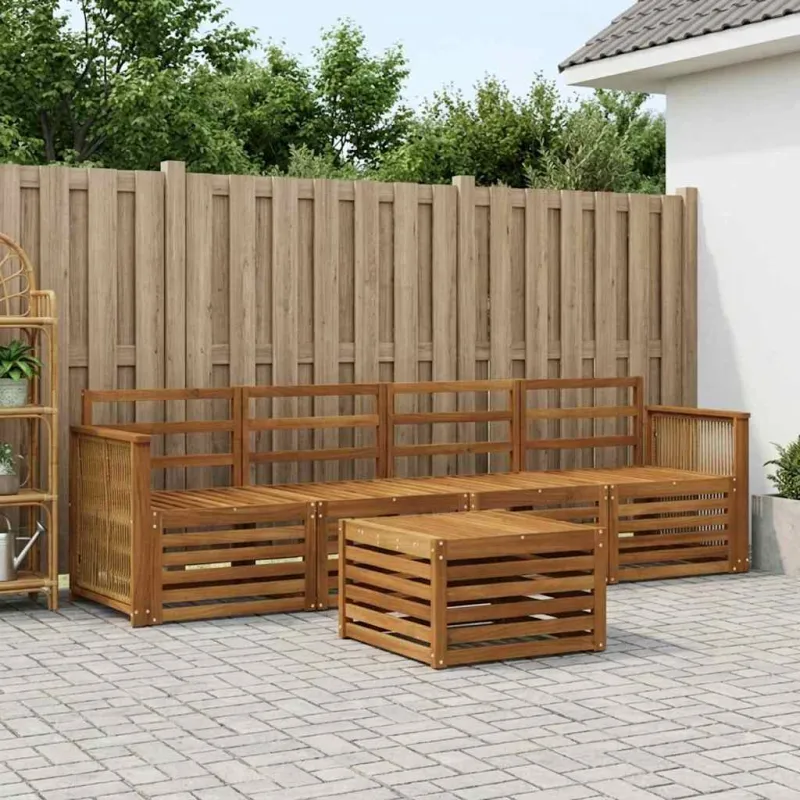 Lauko sofos komplektas 5 pcs Natūrali Kietos akacijos mediena