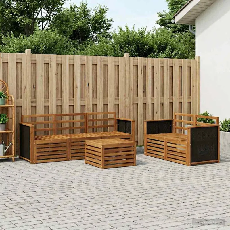 Sofų komplektai 6 pcs Kietos akacijos mediena