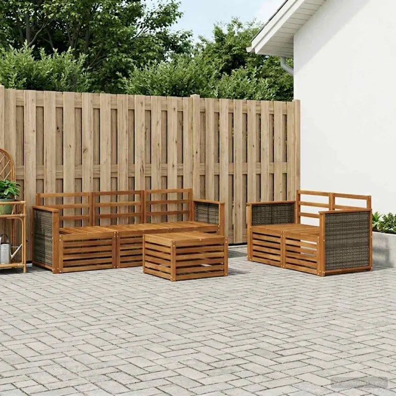 Sofų komplektai 6 pcs Kietos akacijos mediena