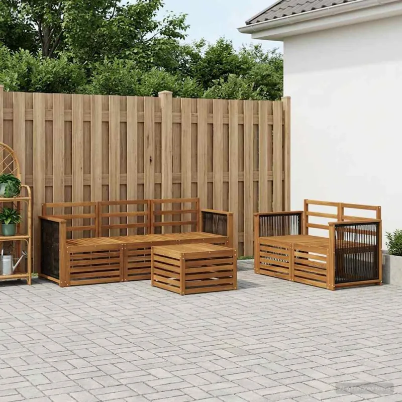 Sofų komplektai 6 pcs Kietos akacijos mediena