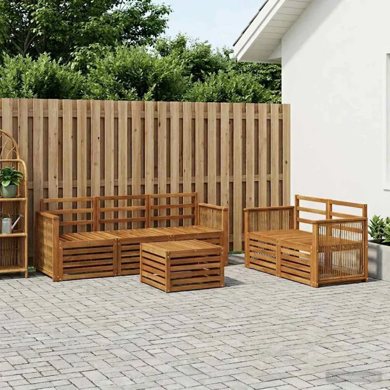 Sofų komplektai 6 pcs Kietos akacijos mediena