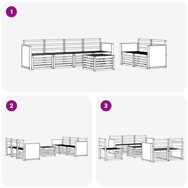 Lauko sofos komplektas 7 pcs Natūrali Kietos akacijos mediena