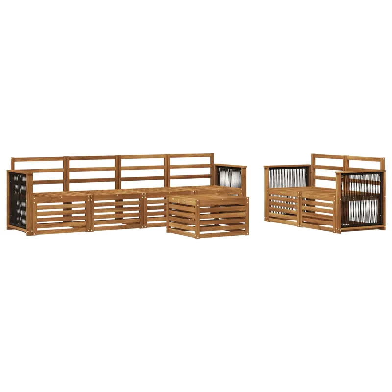 Lauko sofos komplektas 7 pcs Natūrali Kietos akacijos mediena