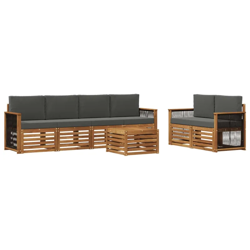 Lauko sofos komplektas su pagalve 7 pcs Natūralus ir antracitas