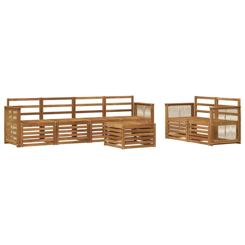 Lauko sofos komplektas 7 pcs Natūrali Kietos akacijos mediena