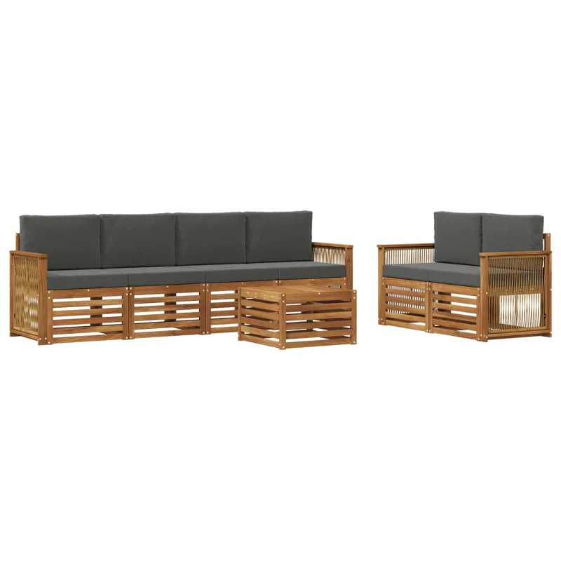 Lauko sofos komplektas su pagalve 7 pcs Natūralus ir antracitas